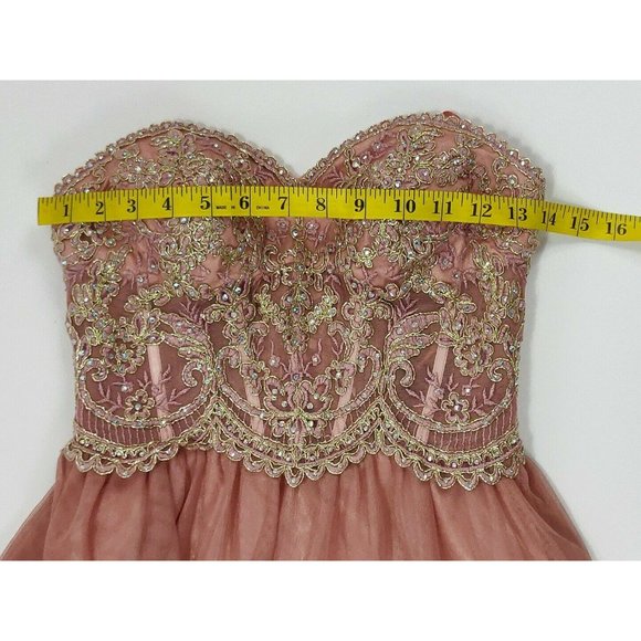 Blondie Nites Juniors Size 0 Pink Strapless Mesh - Picture 13 of 16